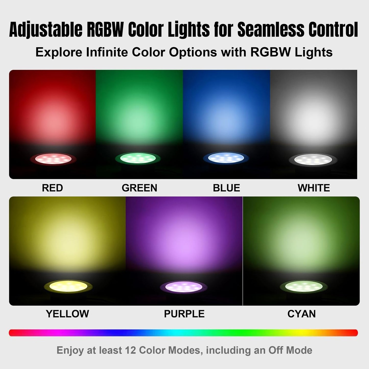 Pool Lights for Inground Pool, 6 Inch LED RGBW Color Changing Inground Pool and Spa Light, IP68 Waterproof Pool Lights for Above Ground Pools, 12V AC, 50ft Cord, Remote Control, Pool Niche Included