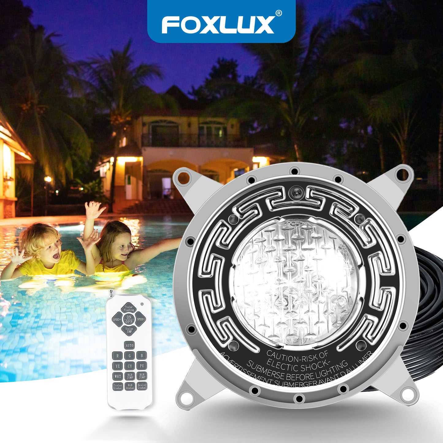 Pool Lights for Inground Pool, 6 Inch LED RGBW Color Changing Inground Pool and Spa Light, IP68 Waterproof Pool Lights for Above Ground Pools, 12V AC, 50ft Cord, Remote Control, Pool Niche Included