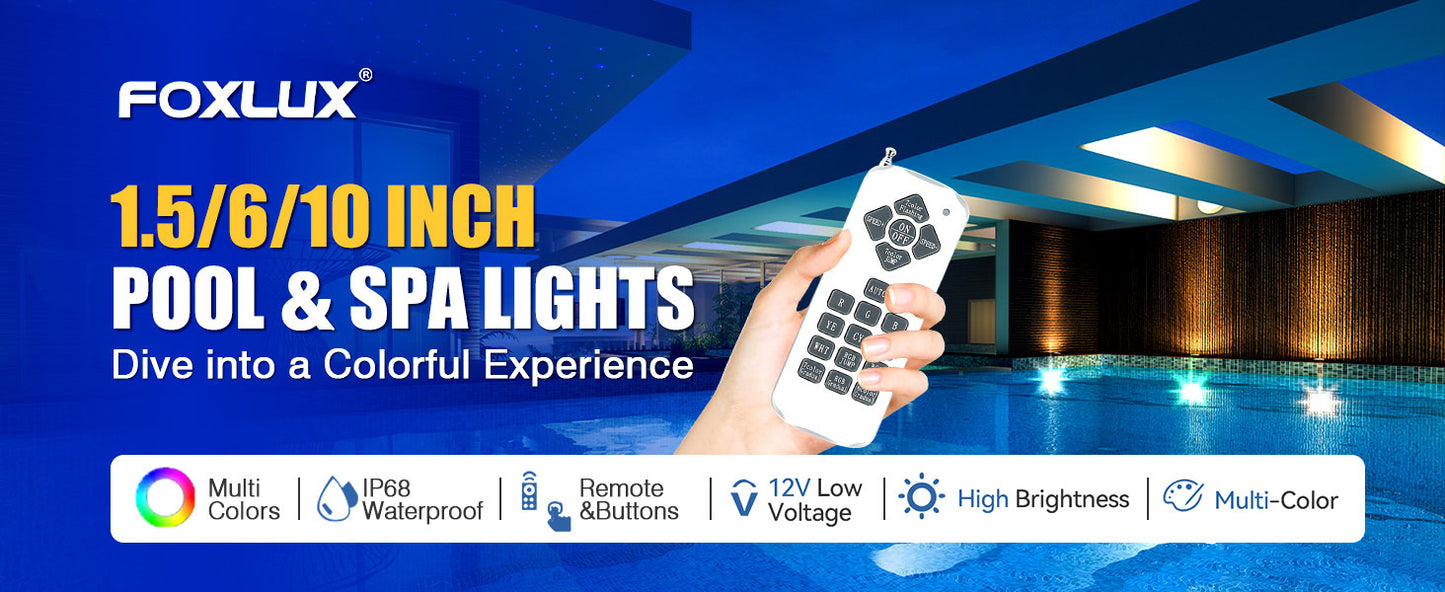 Pool Lights for Inground Pool, 6 Inch LED RGBW Color Changing Inground Pool and Spa Light, IP68 Waterproof Pool Lights for Above Ground Pools, 12V AC, 50ft Cord, Remote Control, Pool Niche Included