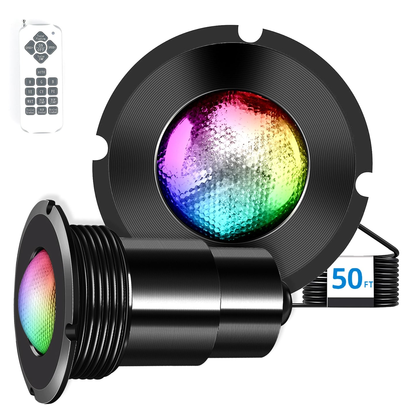 Nicheless Pool Lights for Inground Pool, 1.5 Inch LED RGBW Pool & Spa Lights, IP68 Waterproof, AC12V 18W, Remote Control, Powered by Bridgelux LED Chips, Replacement for Pentair, Hayward & Jandy