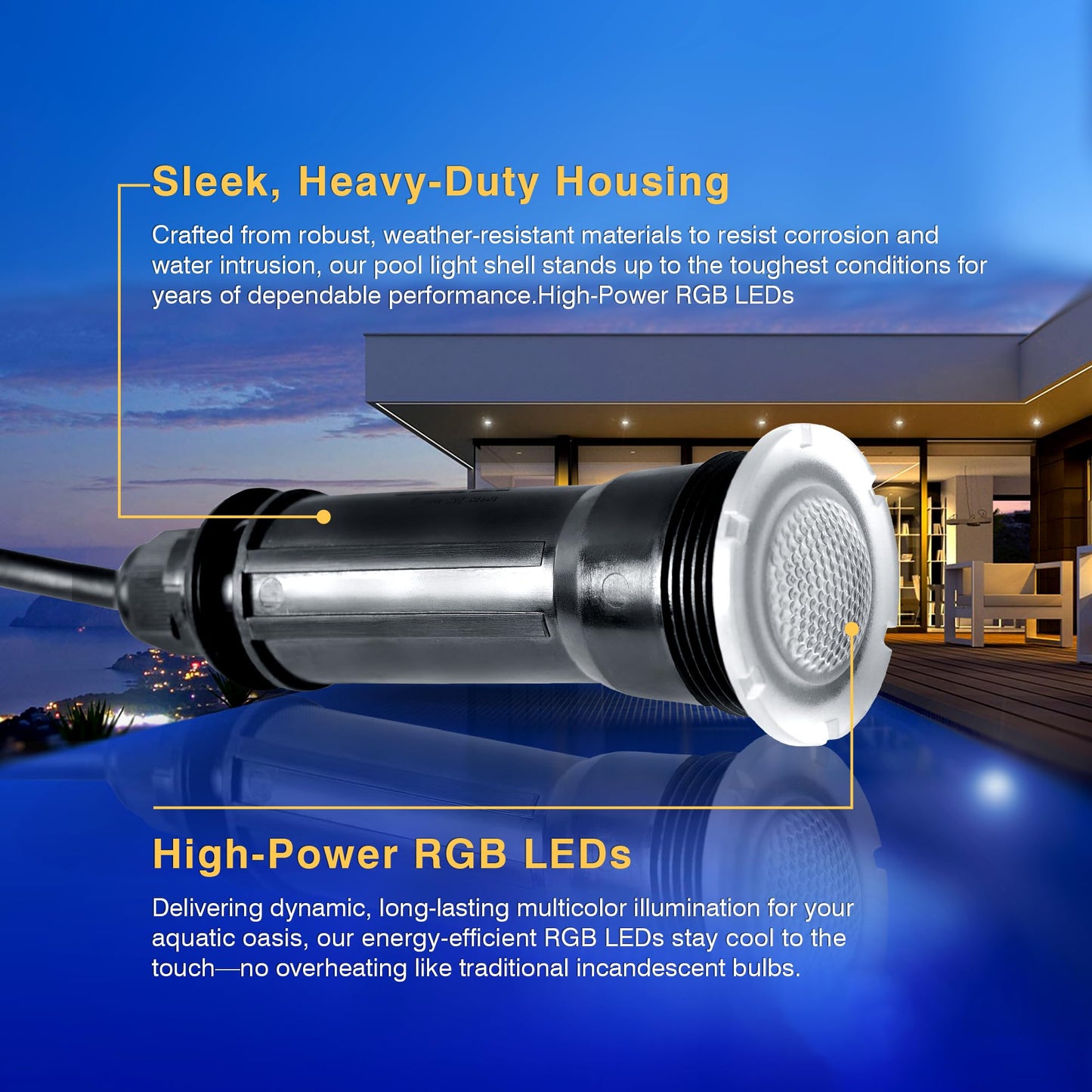 Jeavle Pool Lights for Inground Pool, Direct Replacement for Pentair GloBrite, 1.5 Inch LED Color Inground Pool & Spa Light, IP68 Waterproof, AC12V, 50 ft Cord