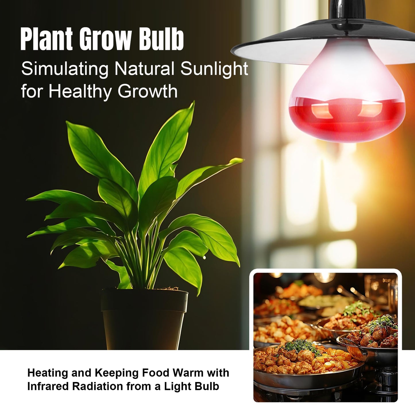 250W R40 Red Heat Lamp Bulbs (4-Pack), Infrared Heat Bulbs, Infrared Therapy Bulbs for Bathroom, Sauna, Pets & Chickens, 2,000 Hour Rated, E26 Base