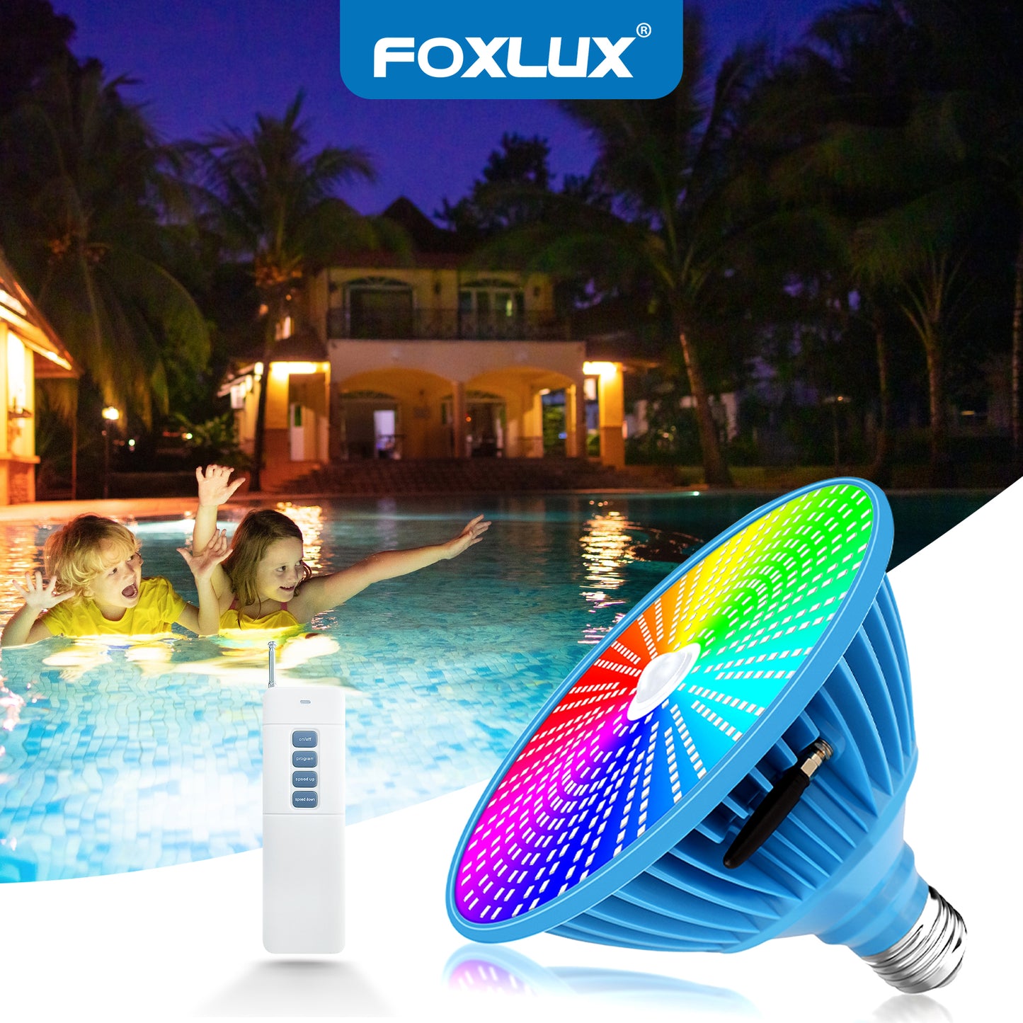 Pool Lights for Inground Pool, Led Pool Light Bulb, 120V 50W RGBW Color Changing Underwater Pool Light with Remote Control, E26 Replacement for Pentair Hayward Fixture, 500W Equivalent