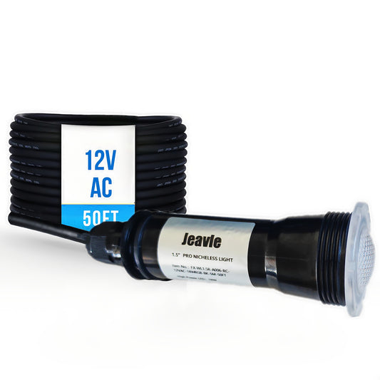 Jeavle Pool Lights for Inground Pool, Direct Replacement for Pentair GloBrite, 1.5 Inch LED Color Inground Pool & Spa Light, IP68 Waterproof, AC12V, 50 ft Cord