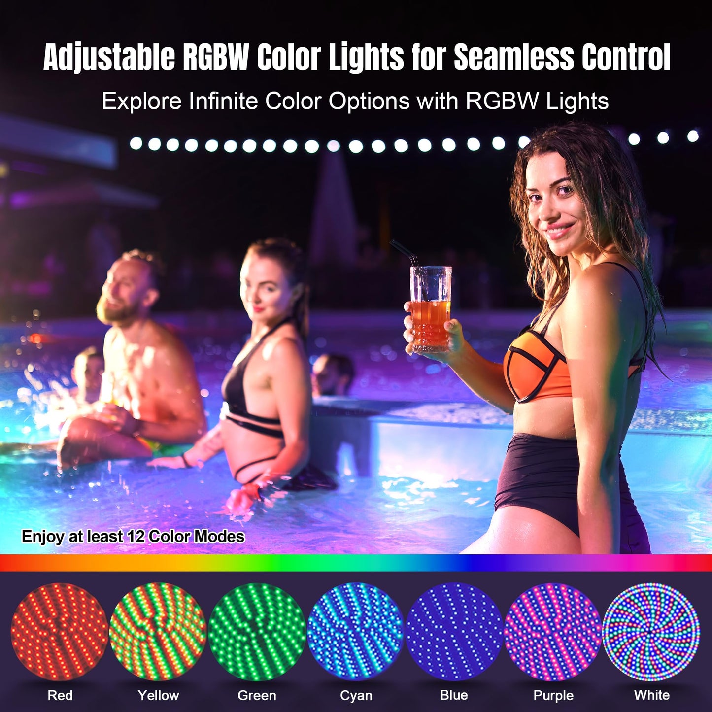 Pool Lights for Inground Pool, Led Pool Light Bulb, 120V 65W RGBW Color Changing Underwater Pool Light with Remote Control, E26 Replacement for Pentair Hayward Fixture, 500W Equivalent