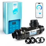 Salt Water Pool Chlorinator System – Smart Saltwater Chlorine Generator with Titanium Cell, FCC & ETL Certified, Wi-Fi & App Control, Digital Panel, Self-Cleaning, for Pools up to 40,000 Gallons