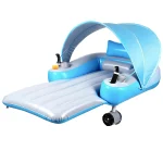Motorized Pool Float with Canopy, Rechargeable Motorized Floats with Cup Holder – Dual Motor Heavy Duty Electric Lounger Raft for Adults, Pool, Lake & Party