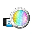 Pool Lights for Inground Pools, 10-Inch RGB LED Color-Changing Underwater Light, 60W, AC 120V, 100ft Cable with Controller, Remote & APP Control, IP68 Waterproof