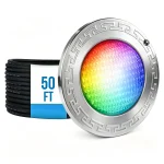 Pool Lights for Inground Pools, 10-Inch RGB LED Color-Changing Underwater Light, 50W, AC 120V, 50ft Cable with Controller, Remote & APP Control, IP68 Waterproof, Pool Niche Included
